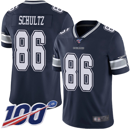Men Dallas Cowboys Limited Navy Blue Dalton Schultz Home #86 100th Season Vapor Untouchable NFL Jersey